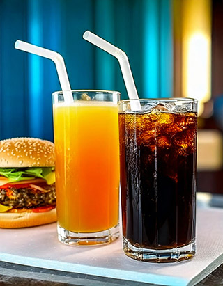 アイスコーヒーとオレンジジュース